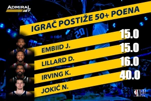 Jokić može do tripl-dabla? Sigirno, ali može li i do 50+ poena. Kvota na AdmiralBetu je fantastićna!